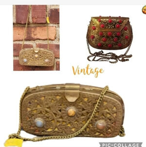 Vintage Brass and inset Stone ‎ Evening Bag